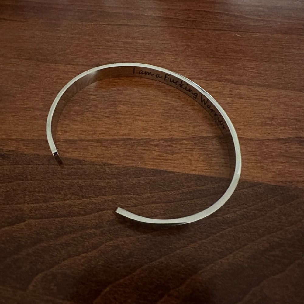 “I am a f***ing warrior” silver bracelet